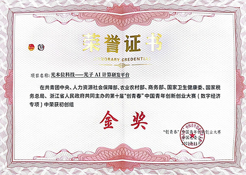 中国青年创新创业大赛金奖